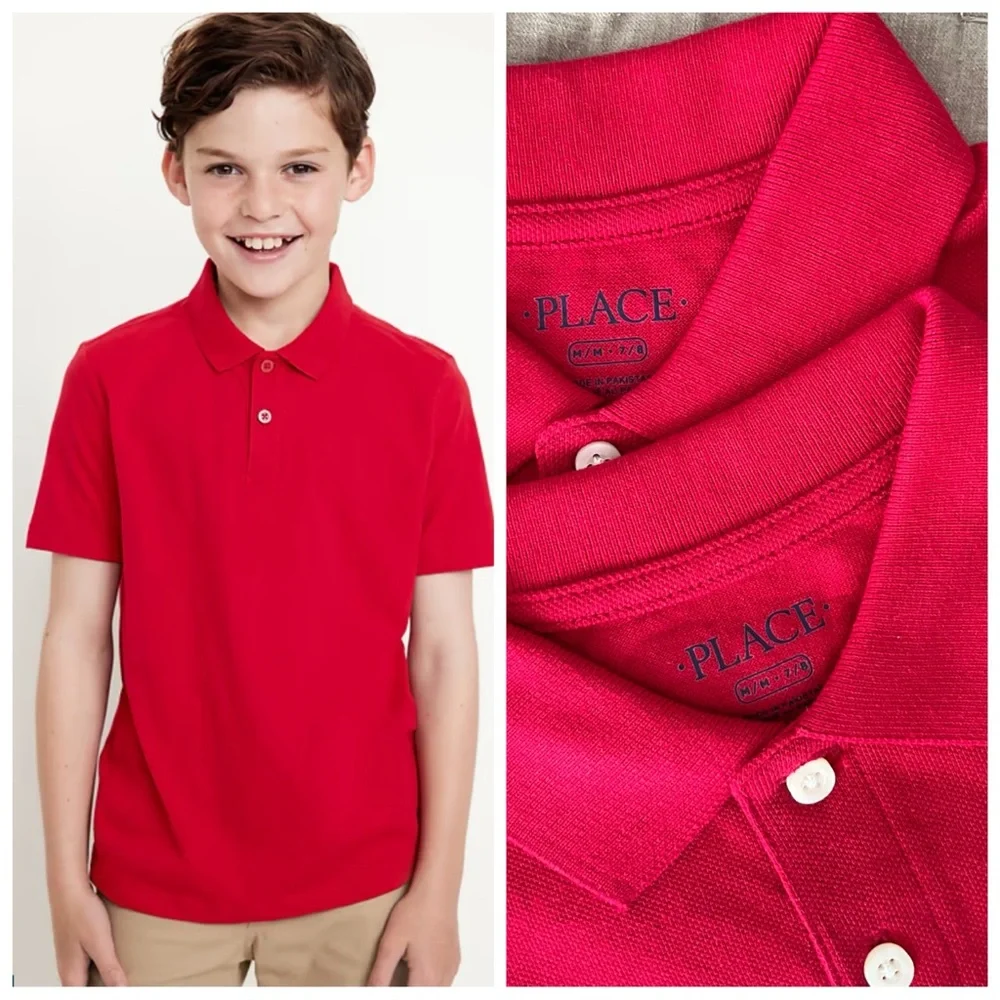 The Children’s Place Set of 2 Red Uniform Soft Pique Polos size Medium 7/8 yrs